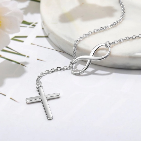 “His” Minimalist Infinity Cross Faith Necklace - Picture 6 of 8